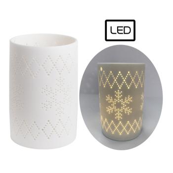 PORCELÁN S LED DIÓDOU, LAMPA SNEHOVÁ VLOČKA, BIELA