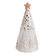 PORCELÁNOVÝ KUŽEĽ, LED, BOROVICOVÉ DREVO, HVIEZDA, KRÉMOVÁ TERAKOTA