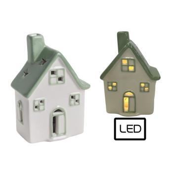 PORCELÁNOVÝ DOMČEK, LEDDEL, BIELOZELENÝ