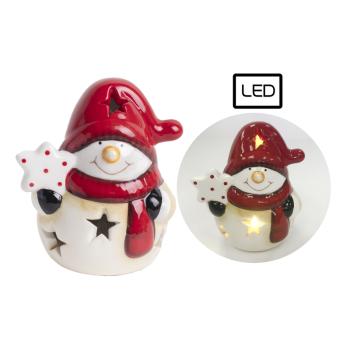 PORCELÁNOVÝ SNEHULIAK S LED A HVIEZDOU,