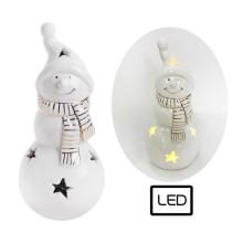 PORCELÁNOVÝ SNEHULIAK S LED DIÓDOU, BIELE ZLATO