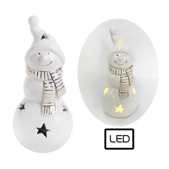 PORCELÁNOVÝ SNEHULIAK S LED DIÓDOU, BIELE ZLATO
