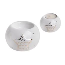 PORCELÁNOVÝ SVIETNIK, GLÓBUS S HVIEZDOU, BIELE ZLATO