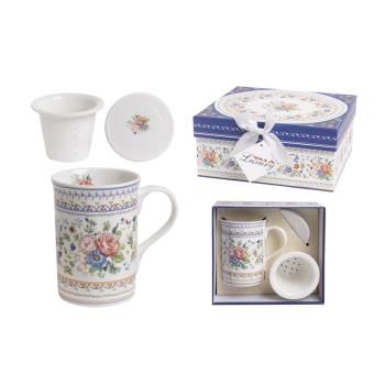 KERAMICKÁ ŠÁLKA + DRŽIAK NA FILTER VO VIDIECKEJ/ZDOBNEJ ŠKATUĽKE