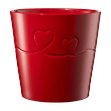 KERAMICKÝ HRNIEC, "ENDLESS LOVE", VZOR SRDCA, LESKLÁ BORDOVÁ FARBA