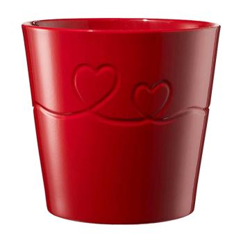 KERAMICKÝ HRNIEC, "ENDLESS LOVE", VZOR SRDCA, LESKLÁ BORDOVÁ FARBA