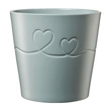 KERAMICKÝ KVETINÁČ, "ENDLESS LOVE", MATNÁ MÄTOVO SIVÁ