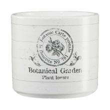 KERAMICKÝ KVETINÁČ, "VINTAGE GARDEN" S NÁPISOM "BOTANICKÁ ZÁHRADA", BIELY