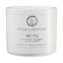 KERAMICKÝ KVETINÁČ, "VINTAGE GARDEN JARDINIÉRE" S NÁPISOM "BELLE JARDINIÉRE", BIELY