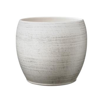 KERAMICKÝ KVETINÁČ "ALBERTA", SIVÝ S EFEKTOM DREVA