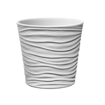 KERAMICKÝ KVETINÁČ "SONORA", EFEKT KAMEŇA, BIELY