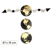 NÁSTENNÉ HODINY, OKRÚHLE, 3 KUSY, VZOR GLÓBUS