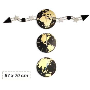 NÁSTENNÉ HODINY, OKRÚHLE, 3 KUSY, VZOR GLÓBUS