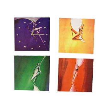 NÁSTENNÉ HODINY, OBDĹŽNIKOVÉ, 4 KUSY, VZOR ŽENSKÝ AKT