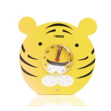 STOLÍK S HODINAMI, V TVARE TIGREJ HLAVY, ŽLTÝ