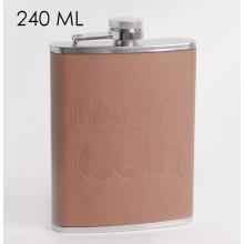 PLOCHÉ SKLO, NEREZOVÁ OCEĽ, NÁPIS "HAPPY 60TH - BOLDOG 60.-AT", HNEDÁ KOŽENKA