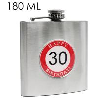 PLOCHÉ SKLO Z NEREZOVEJ OCELE, NÁPIS "HAPPY 30 BIRTHDAY"