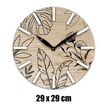 DREVENÉ HODINY, NÁSTENNÉ, PRÍRODNÉ A ČIERNE KONTÚRY LISTOV