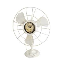 KOVOVÉ STOLOVÉ HODINY VENTILÁTOR KRÉMOVÝ