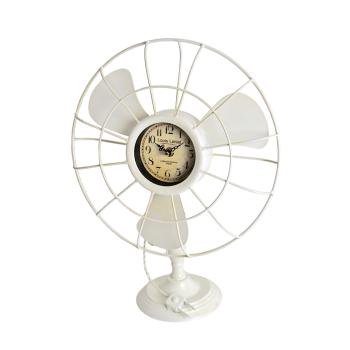 KOVOVÉ STOLOVÉ HODINY VENTILÁTOR KRÉMOVÝ