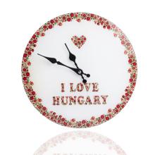 SKLENENÉ NÁSTENNÉ HODINY OKRÚHLE I LOVE HUNGARY