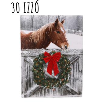 PLÁTENNÝ OSVETLENÝ OBRAZ S 30 ŽIAROVKAMI, KOŇOM A VENCOM