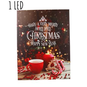 PLÁTNO OSVETLENÝ OBRAZ S 1 LED, "HAVE A VERY MERRY HOLLY JELLY CHRISTMAS HAPPY NEW YEAR"