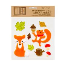 GÉL NA OKNO S LÍŠKOU A VEVERIČKOU, ŽALUDE, HUBY