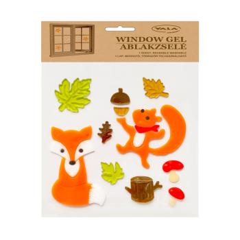 GÉL NA OKNO S LÍŠKOU A VEVERIČKOU, ŽALUDE, HUBY