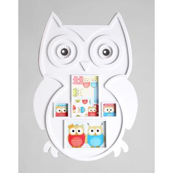 PLASTOVÝ FOTORÁMIK NA 4 OBRÁZKY V TVARE BIELEJ SOVY