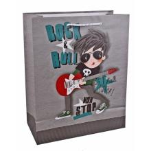 PAPIEROVÉ TAŠKY SVETLÉ, CHLAPEC GITARA VZOR