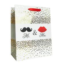 PAPIEROVÉ TAŠKY, MATNÉ, ZLATÁ POTLAČ, S CHLOPŇOU SO STUHOU, S PÁNOM A PANI.