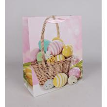 PAPIEROVÉ VRECKO S MATNOU, STUŽKOVOU CHLOPŇOU, RUŽOVÝM POZADÍM, KOŠÍKOM S VEĽKONOČNÝMI VAJÍČKAMI