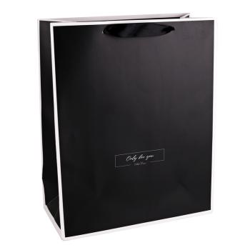 PAPIEROVÉ TAŠKY S MATNOU, STUŽKOVOU CHLOPŇOU, ČIERNE POZADIE S BIELYM OBRYSOM, LEN PRE VÁS