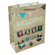 PAPIEROVÉ TAŠKY S MATNÝM POVRCHOM, S NÁPISOM "WELCOME BABY"