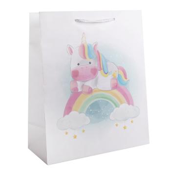PAPIEROVÉ TAŠKY, SVETLÉ, DÚHOVÝ JEDNOROŽEC