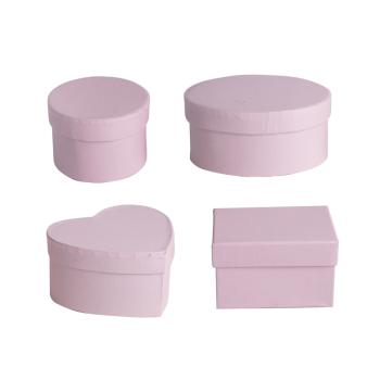 SADA PAPIEROVÝCH KRABÍC, 4 RÔZNE DRUHY, VINTAGE RUŽOVÁ