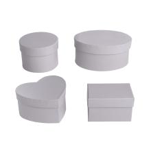 SADA PAPIEROVÝCH KRABÍC, 4 KUSY, NIEKOĽKO DRUHOV, VINTAGE ŠEDÁ