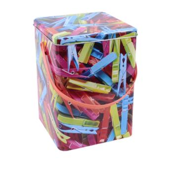 KOVOVÁ ŠKATUĽKA SO ZÁLOŽKOU, ŠTVORCOVÁ, FAREBNÝ KOLÍČEK NA BIELIZEŇ