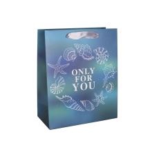 PAPIEROVÉ TAŠKY S MATNOU STUHOU S KLAPKOU NA UCHO, "ONLY FOR YOU", TYRKYSOVÁ MUŠĽA