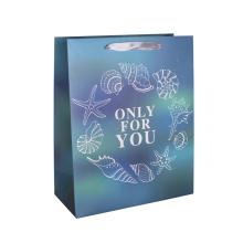 PAPIEROVÉ TAŠKY S MATNOU STUHOU S KLAPKOU NA UCHO, "ONLY FOR YOU", TYRKYSOVÁ MUŠĽA