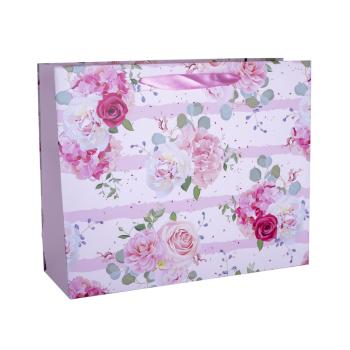 PAPIEROVÉ TAŠKY S CHLOPŇAMI Z MATNEJ STUHY, RUŽOVÉ