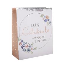 PAPIEROVÉ TAŠKY S MATNÝMI STUŽKAMI, RELIÉFNA MIMBA, "LETS CELEBRATE"