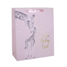 PAPIEROVÉ TAŠKY S MATNOU STUHOU, ZLATÁ POTLAČ, ŽIRAFA A JEJ DIEŤA, RUŽOVÁ