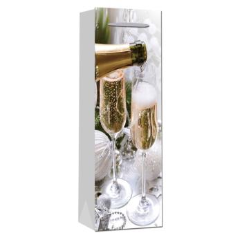 PAPIEROVÉ VRECKO S LESKLÝM VÍNOM, 2 POHÁRE ŠAMPANSKÉHO