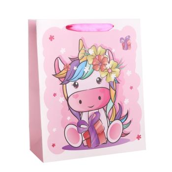 PAPIEROVÁ TAŠKA MATNÁ RUŽOVÝ JEDNOROŽEC