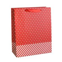 PAPIEROVÉ TAŠKY S MATNÝMI CHLOPŇAMI, ČERVENÝMI A BIELYMI BODKAMI A PRÚŽKAMI