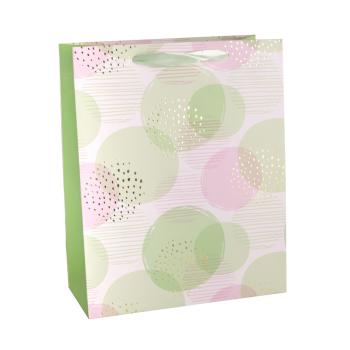 PAPIEROVÉ TAŠKY S MATNÝM POVRCHOM, CHLOPNE SO STUHOU, STRIEBORNÁ POTLAČ, ZELENÉ BALÓNIKY