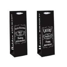 PAPIEROVÁ TAŠKA S VÍNOM, MATNÁ, S CHLOPŇOU SO STUHOU, "EGÉSZSÉGEDRE 40 ÉVES", ČIERNA