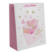 PAPIEROVÉ TAŠKY S MATNÝM, TRBLIETAVÝM NÁPISOM "SOK SZERETETTEL", OBÁLKOU A SRDIEČKAMI